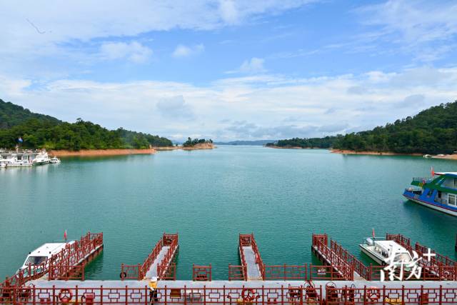 万绿湖与千岛湖并称“姐妹湖”，是国家“一五”时期建设的两大水库，万绿湖也素有“天上瑶池水·人间万绿湖”美称。 李娇 摄